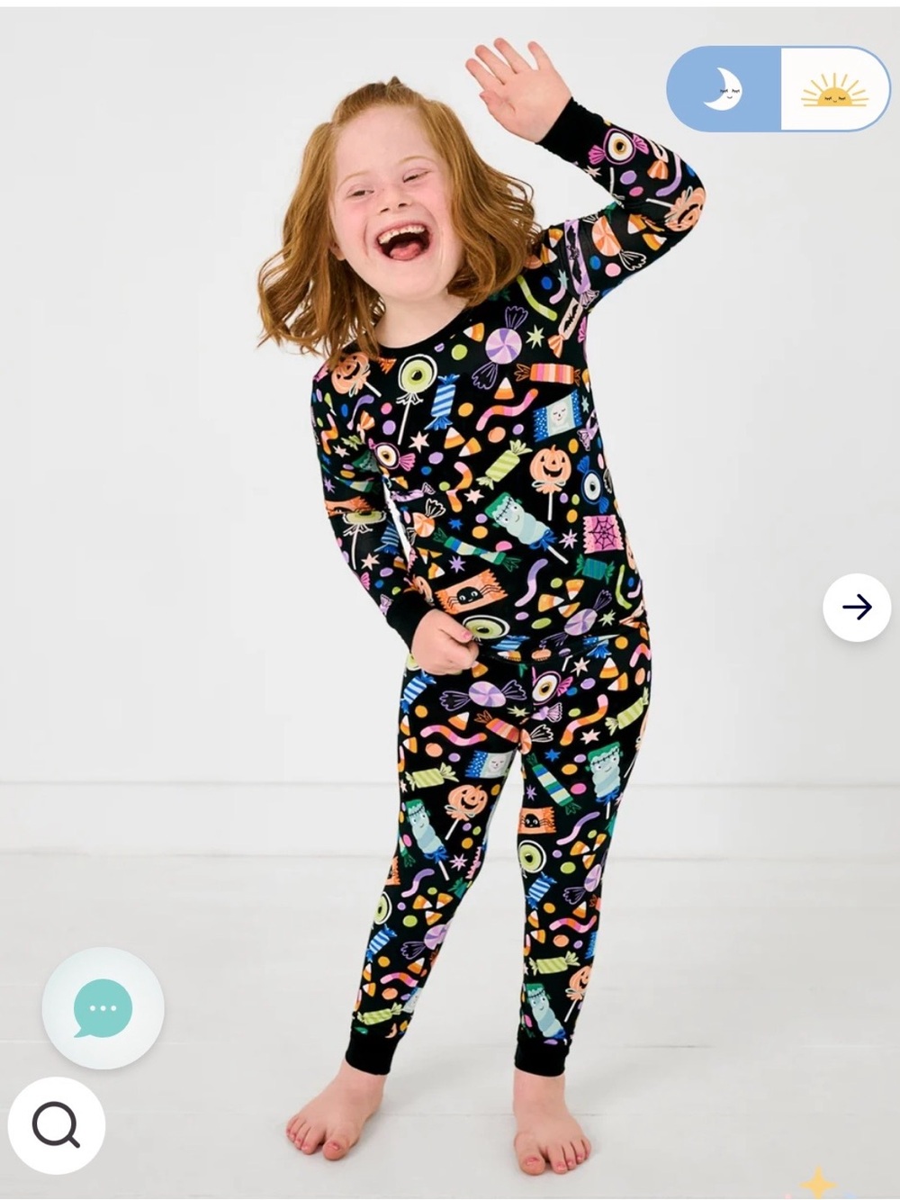 Little Sleepies Black Halloween Candy-Print Pajama Set 9/10